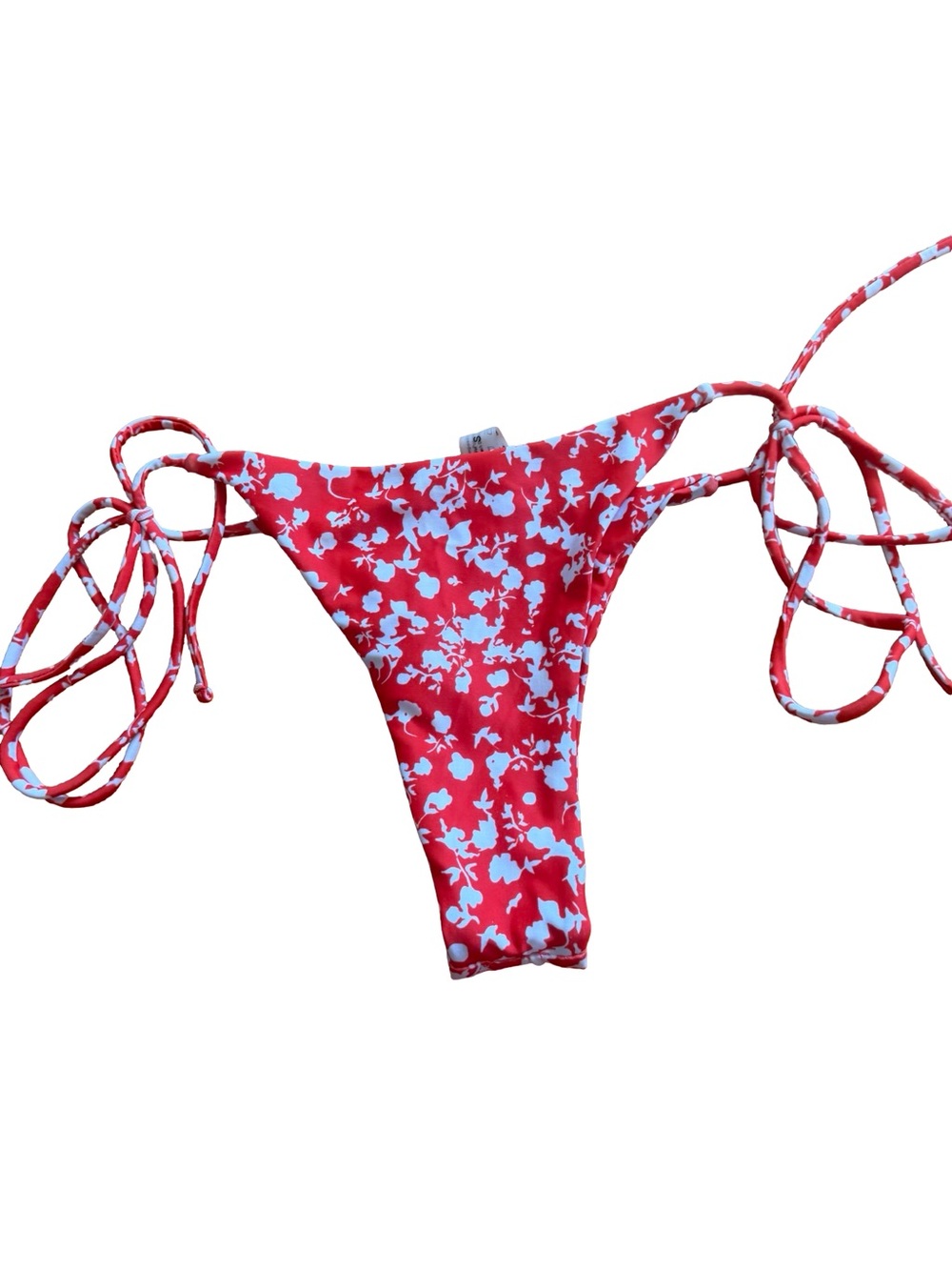 Zaful Red Floral Tie-Side Bikini Bottom